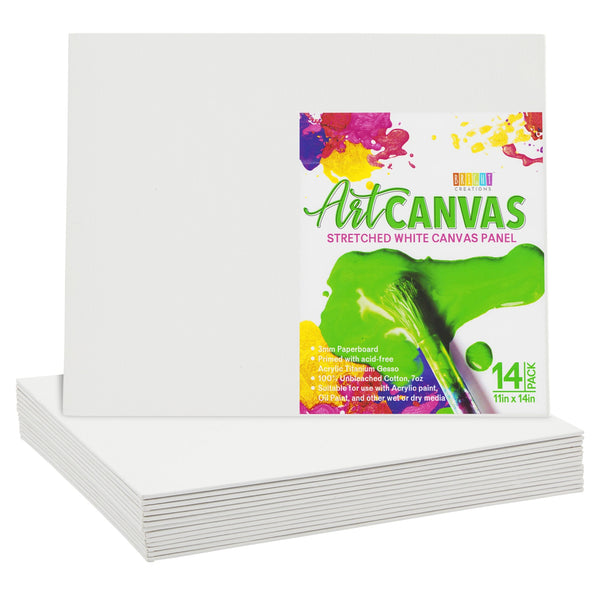 14-Pack Art Canvas, 10x10-Inch Stretched White Canvas Panel, 3mm Thick  Paperboard Primed with Acid-Free Acrylic Titanium Gesso, Suitable for  Acrylic and Oil Paints and Other Wet or Dry Media 