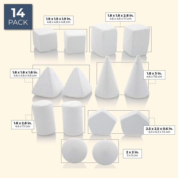 White Foam Shapes for Kids Crafts, Art Supplies (7 Sizes, 14 Pieces) –  BrightCreationsOfficial