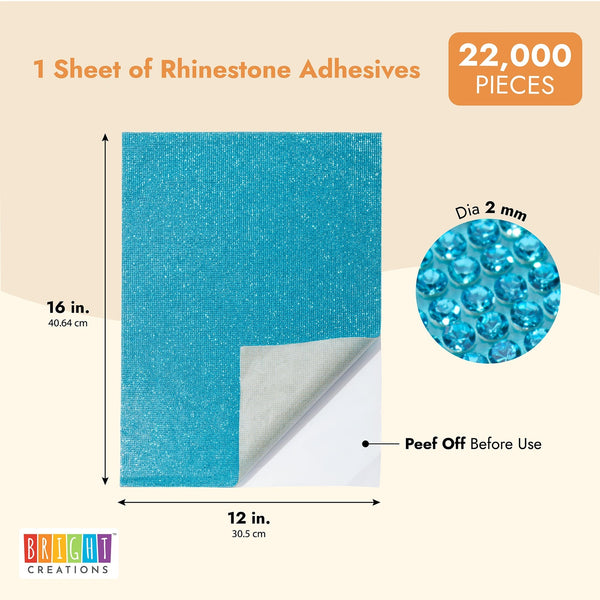 12x16-Inch White Self-Adhesive Rhinestone Sheet, Bling Glitter Sticker with  22,000 Individual 2mm Crystals for Decorating, Jewelry Making, Crafting and  Art Supplies
