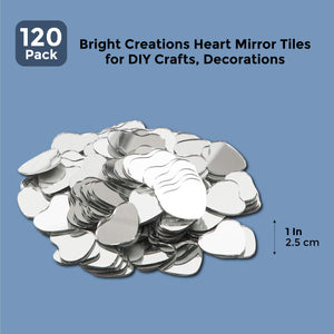 Heart Mirror Tiles for Crafts (1 in, 120 Pack)