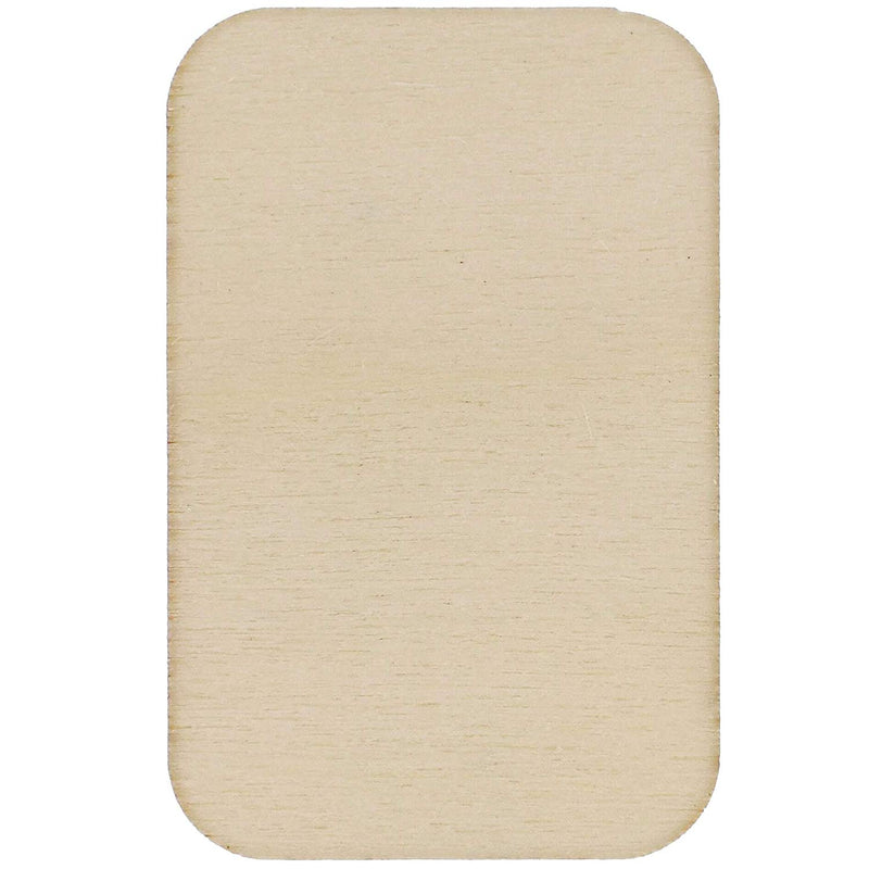 Wooden Cutouts for Crafts with Rounded Corners, Wood Rectangle (2x1.3 In, 120 Pack)