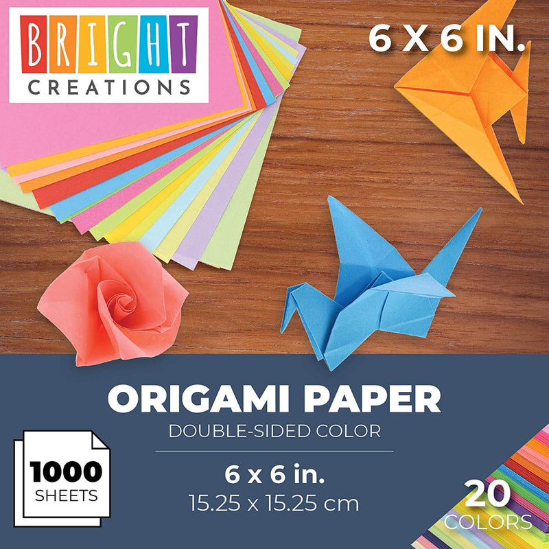 Origami Paper, Double Sided (20 Colors, 6 In, 1000 Sheets)