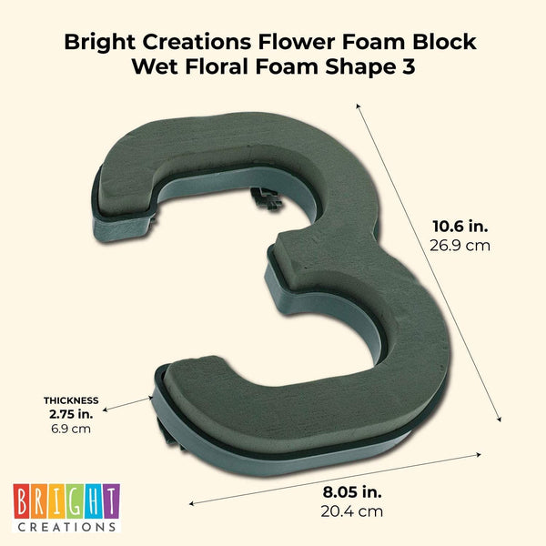 Bright Creations Wet Floral Foam Block Decorative Number 5 for Fresh Flower Arrangements (10.4 x 8.25 x 2.75 in)