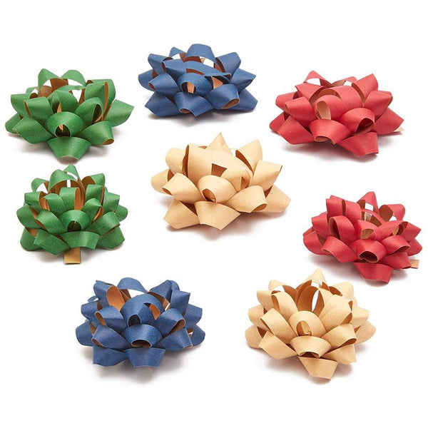 Bright Creations Kraft Bows and Ribbons for Gift Wrapping (Blue, Green,  Red, Gold, 120-Pack)