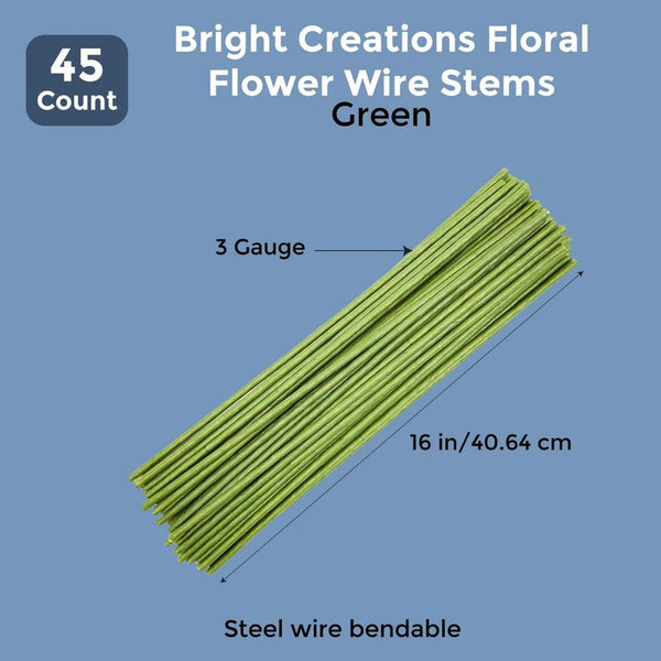 Floral Flower Wire Stems for Flower Arranging (Green, 16 in, 3 Gauge, –  BrightCreationsOfficial