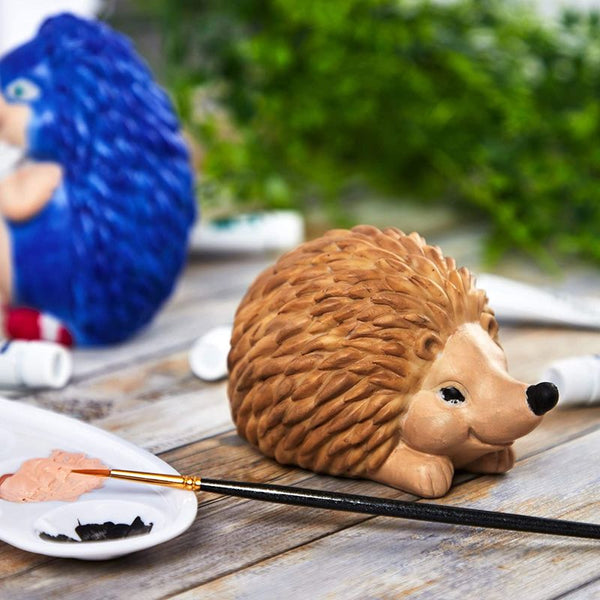 Hedgehog Rock Painting Kit for Adults and Kids, DIY Ceramic Crafts Figurines with Brushes, Paint Strips, 16 Pieces, Size: 3 x 3.25 x 3