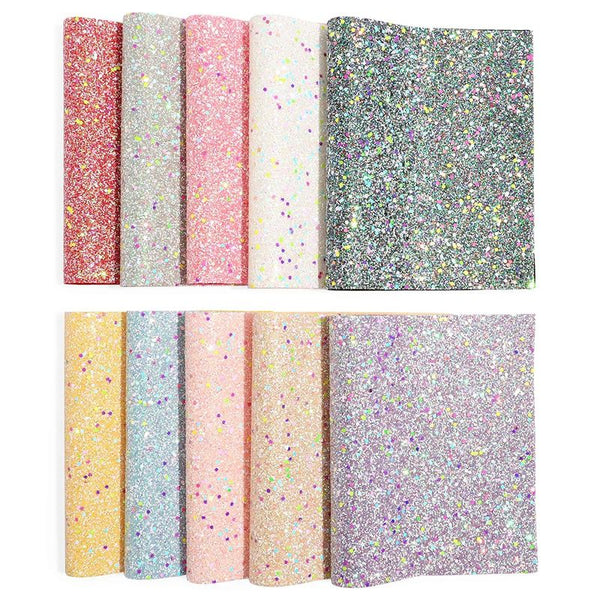 21x29cm,Glow in the Dark, Chunky Glitter Fabric, Glitter Synthetic Leather,  Glitter Canvas Sheets, Faux Leather, Chunky Leather, Holiday Leather Sheet,  DIY Hair Bows, 1 PIECE - Jennifer's Goodies Galore