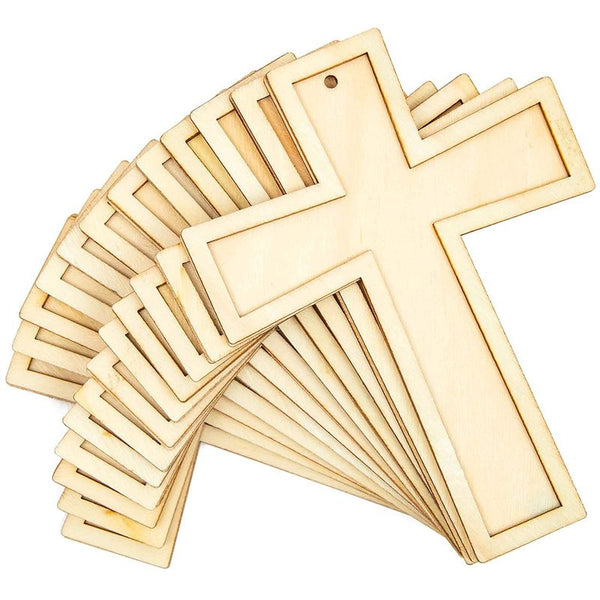 Unfinished Small Wooden Crosses With Gold String For Diy - Temu