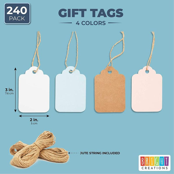 Bright Creations 300 Pack Kraft Paper Gift Tags With String, Baby