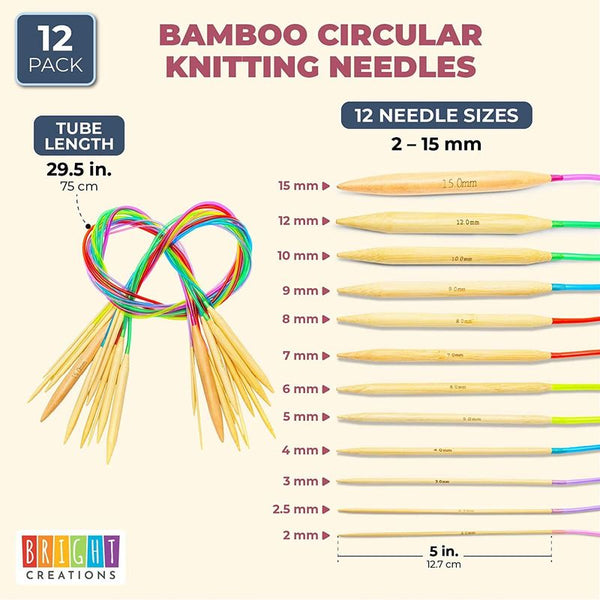 Bamboo Circular Knitting Needles Set for Crafting, Knitting, Sewing Pr –  BrightCreationsOfficial