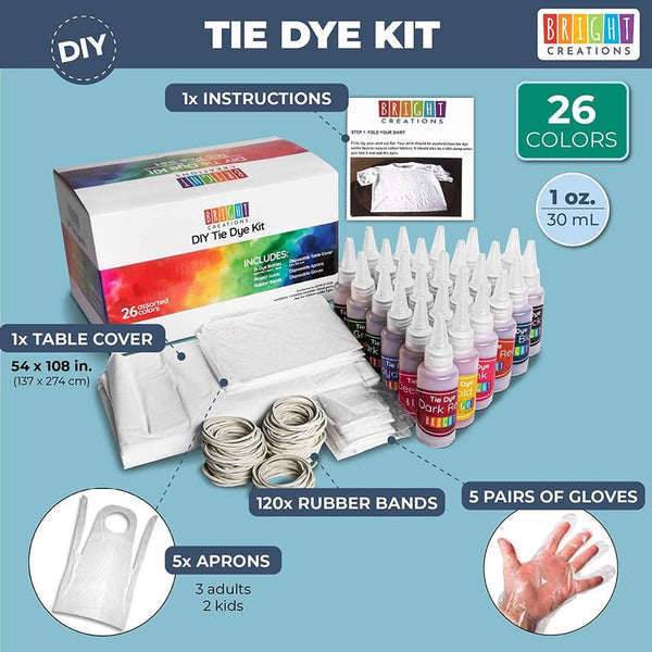103 Piece Pastel Tie Dye Kit Set for Kids, Adults Paint Party Supplies, 6  Colors