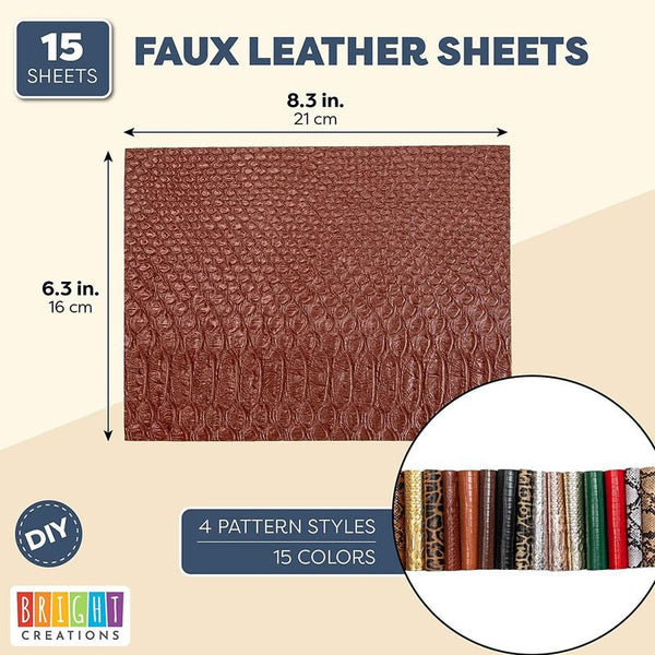 Bright Creations 10 Pack Metallic Faux Leather Sheets for DIY Jewelry Earrings, 10 Colors, 8 x 12 in