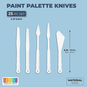 Plastic Paint Palette Knife Set for Acrylic Painting, DIY Crafts (25 Pieces)