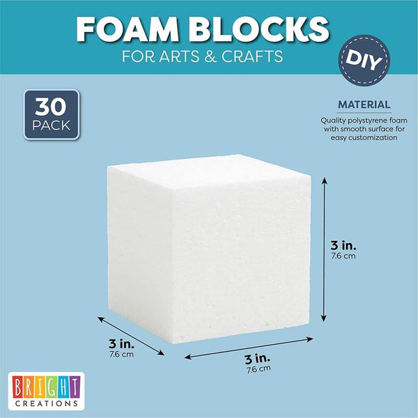 Bright Creations 36 Pack Foam Cubes and Square Blocks for Crafts, School  Projects, Sculpture, Modeling, 2 x 2 x 2 In