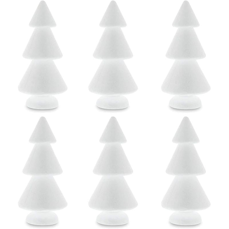 Simple Craft Foam Cone Christmas Tree for DIY Crafts (6.6 In, 6 Pack)