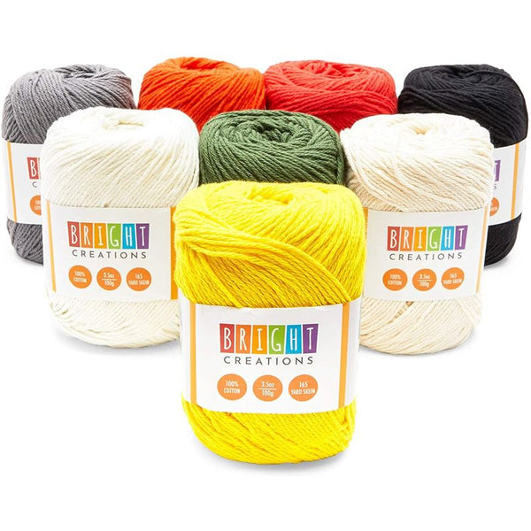 Cotton Skein, Medium 4 Worsted Yarn for Knitting (1,320 Yds, 8 Colors, –  BrightCreationsOfficial