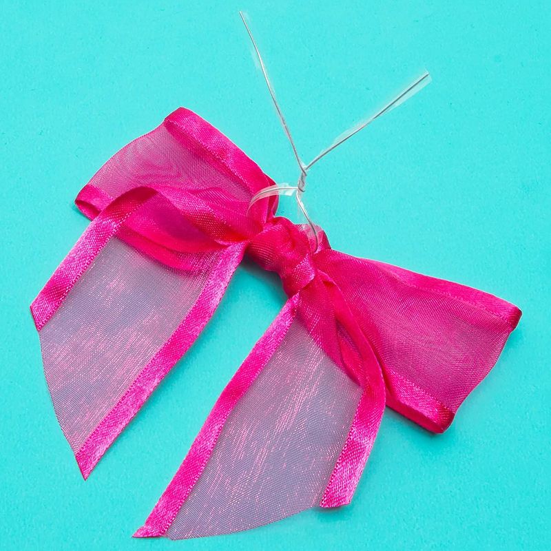 Rose Red Organza Bow Twist Ties for Favors and Treat Bags (1.5 Inches, 36 Pack)