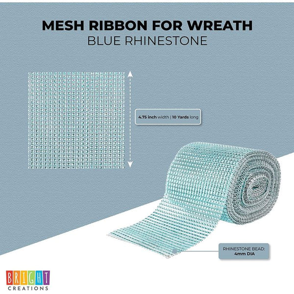 Craft Ribbon, Turquoise Rhinestone Mesh Ribbon