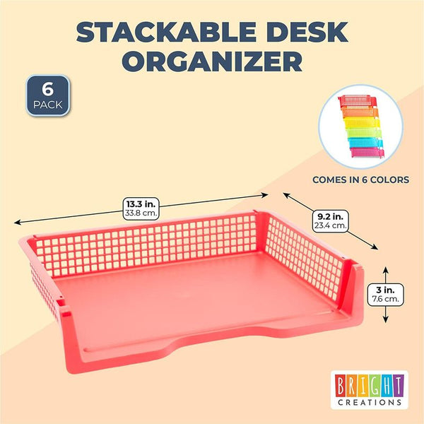 Stackable Letter Tray, Plastic Desk Organizer (9.2 x 13.3 x 3 in, 6 Pa –  BrightCreationsOfficial