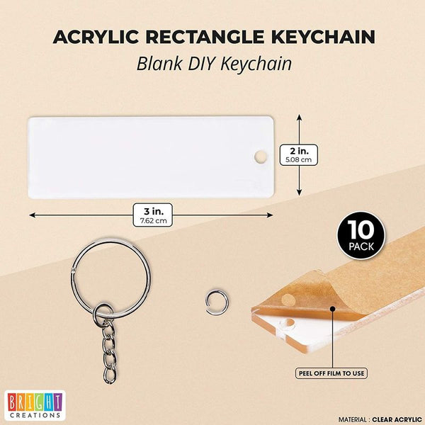 Clear Acrylic Blank Acrylic Keychains Blanks Set Of 90 Rectangle