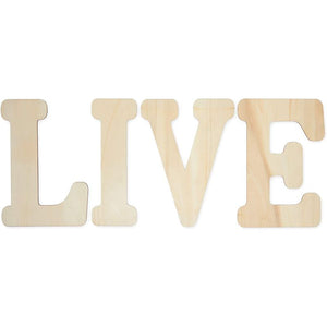 Bright Creations Unfinished Wooden Letters for Crafts, Live (12 Inches, 4 Pieces)