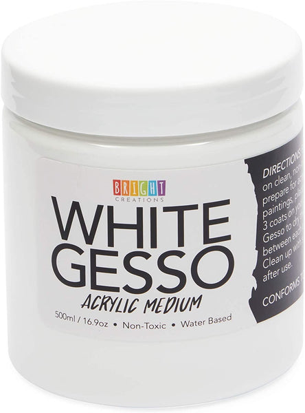 17oz White Gesso Canvas Primer for Painting, Acrylic Paint Medium for Arts  and Craft Supplies (500 ml) : : Arts & Crafts