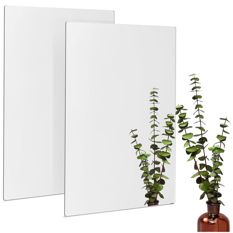 Bright Creations 2 Pack Acrylic Mirror Sheets for Wall Decor, 3mm Shatter Resistant Frameless Tiles for Mounted Mirror, Bedroom, Home Gym, Bathroom, Kitchen, Door (17 x 11 Inches)