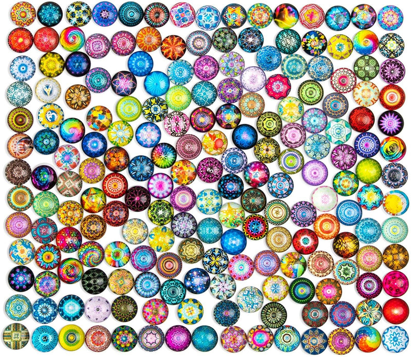 Glass Dome Cabochon Mosaic Tiles, Jewelry Making Kit (0.47 in, 200 Pieces)