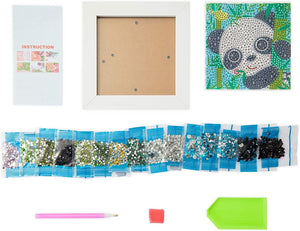 Panda 5D Diamond Painting Kits with Frame, DIY Arts and Crafts Home Wall Decor for Kids, 6" x 6"