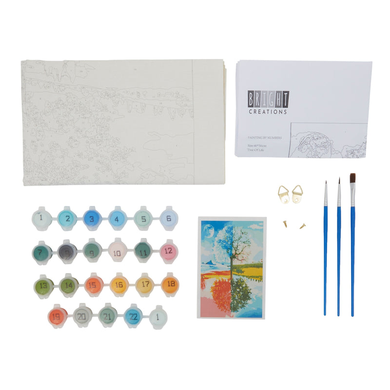 21 Pieces Set DIY Paint by Numbers Kit for Adults Beginner with Acrylic Paint, Brushes & Hooks, Tree of Life, Owl, 16 x 20 in.