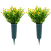 Yellow Artificial Flowers for Cemetery with 2 Cone Vases, Small Bouquets for Grave Decorations (8.6 x 13 Inches, 6 Bundles)