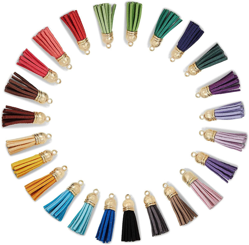50 Pack Leather Tassel Keychains for Women Purse & Bags, Men Key Chain Accessories, 25 Colors , 1.5 in