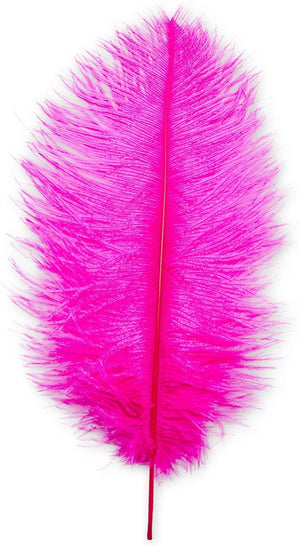 12-Pack Ostrich Feathers, Artificial Feather Plumes for Arts and Crafts, Faux Bird Plumage Trim for Costume and Outfit Decorations, 12-14-Inch Quills for Home Decor (Fuchsia)