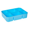 Stackable Blue Craft Storage Containers with 2 Trays and Labels, Plastic Grid Organizer Box (10.5 x 7 x 9.5 In)