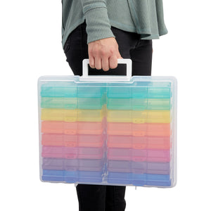 16 Transparent 4x6 Photo Storage Boxes and Organizer with Handle for Pictures, Art Supplies (Rainbow Colors)