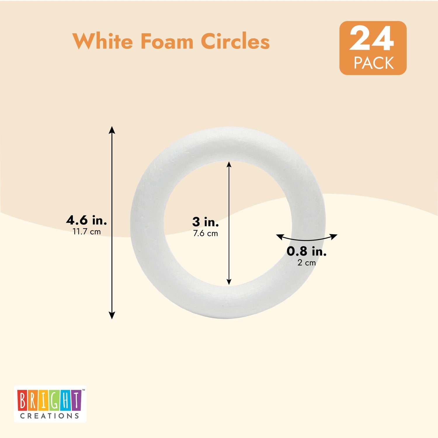 White Foam Ring Circles for Crafts, Wreath Forms (4.7 Inches, 24