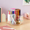 360 Degree Spinning Desk Organizer for Pens, Markers, Erasers, Acrylic Rotating Pencil Holder (7.6 x 6.3 In)