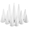 16 Pack Foam Cones for Crafts, 4 Assorted Sizes for Trees, Holiday Decorations, Handmade Gnomes (White, 2.2-6 In)