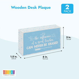 Teacher Appreciation Gift Desk Decor, Wooden Box Signs for Women (2 Pack)