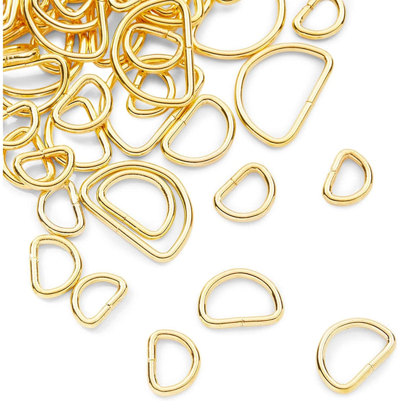 Metal D Ring Set, Multi-Purpose for Sewing, DIY Crafts (Gold, 5 Sizes, 150 Pieces)