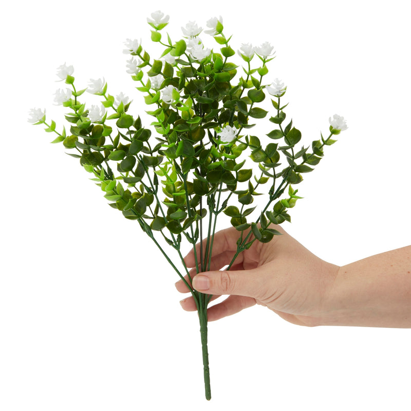 White Artificial Flowers for Cemetery with 2 Cone Vases, Small Bouquets for Grave Decorations (8.6 x 13 Inches, 6 Bundles)