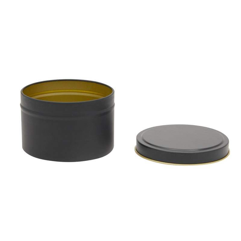 24 Pack Candle Tins 8 oz with Lids and Labels for Candle Making (Black)