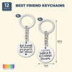 Best Friend Keychains for Girls, Teens, Women (1.2 x 3.3 In, Silver, 12 Pack)