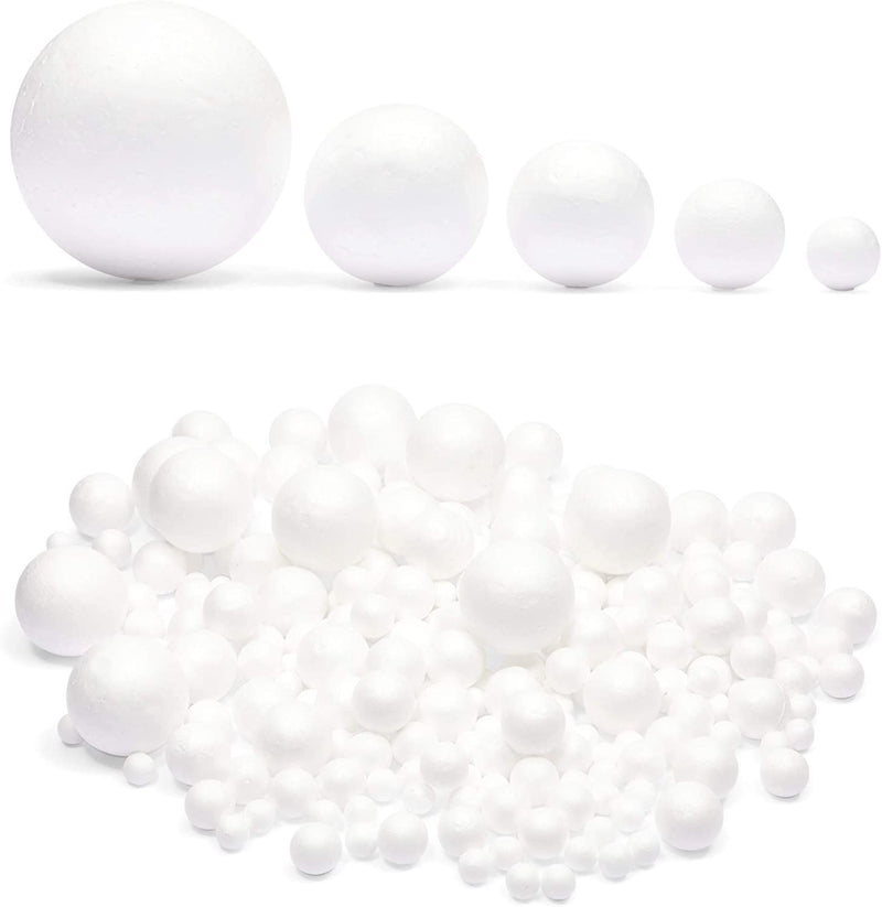 300 Pack Foam Balls for Crafts in 5 Sizes, Smooth Round Polystyrene Balls for DIY Projects, Arts and Crafts (0.8-3 In)