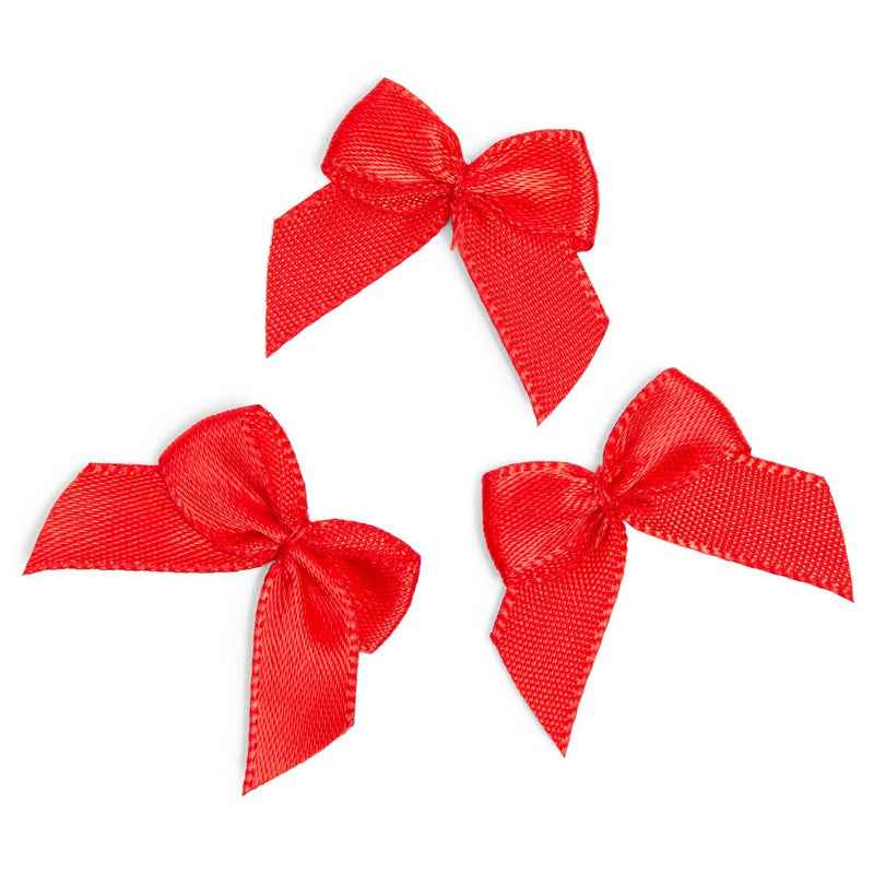 Mini Satin Ribbon Bows for Crafting (Red, 1 x 1.2 in, 350 Pack)