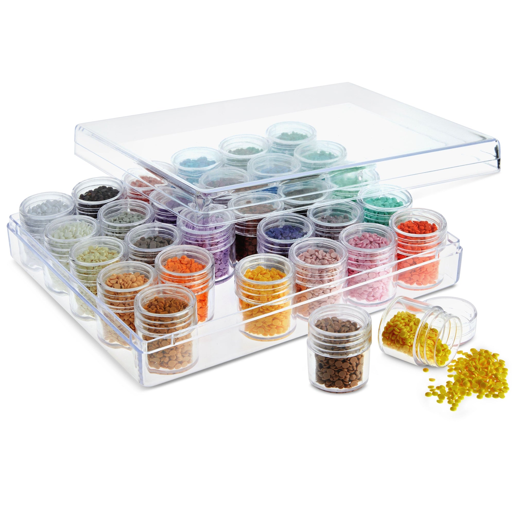 Clear Plastic Beads Storage Containers with Lids, 30 Jars, for Rhinestones, Glitter Art and Craft Organizer Box