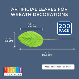 Artificial Silk Leaves for Wreath Decorations (200 Pack)