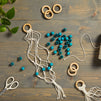 Unfinished Teal Wood Beads and Wooden Rings for Macrame, DIY Crafts (80 Pieces)
