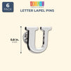 Bright Creations Alphabet Letter Lapel 6 Pack - U Monogram Lapel Pin Set