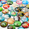 Glass Dome Cabochon, Tree of Life Mosaic Tiles for Jewelry Making (1 in, 50 Pack)